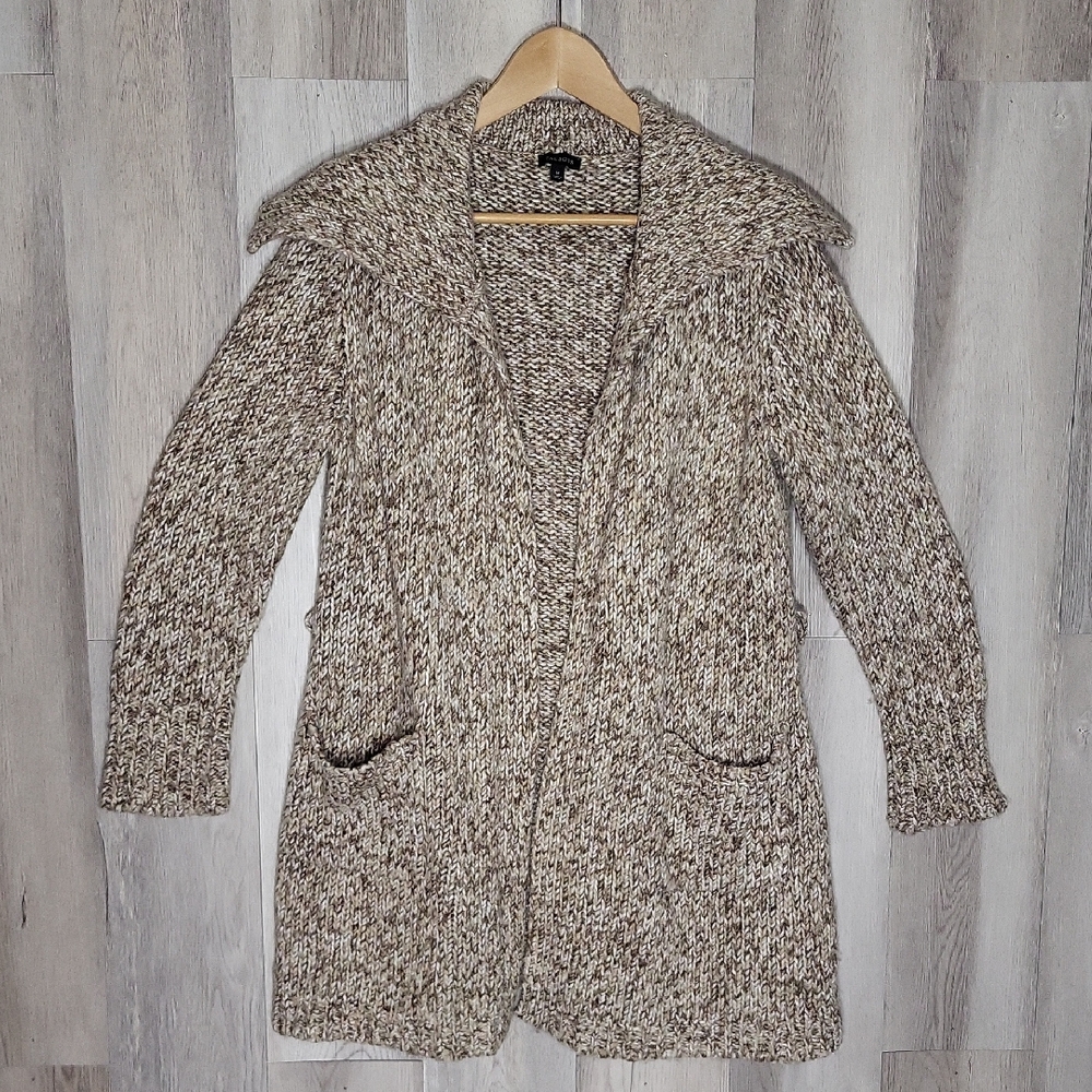 Talbots Wool Blend Womens Medium Chunky‎ Knit Cardigan Classic Cozy Open Front